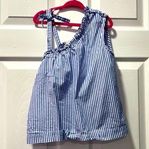 Crewcuts blue stripe top size 8 100% cotton. Adorable top with bow tie & ruffle